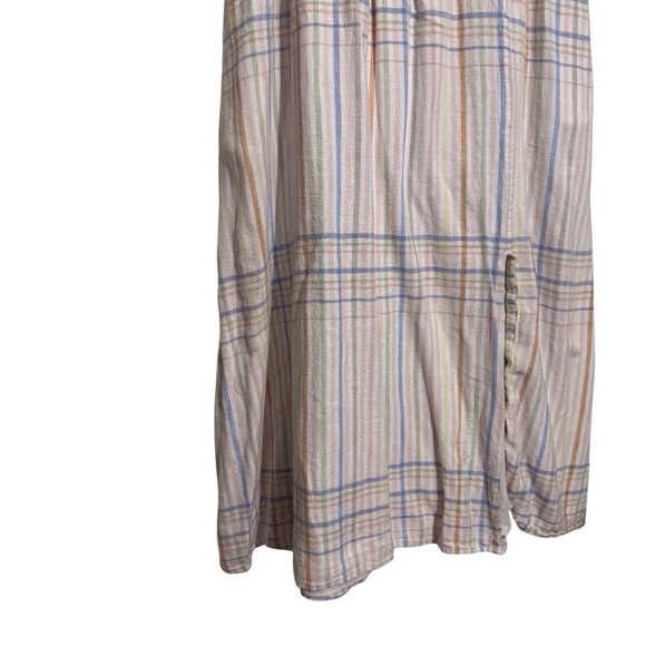 Madewell Size Small Pastel Plaid Clara Midi Dress Linen Blend Boho Cottagecore - Picture 4 of 8